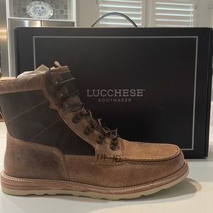 Lucchese Lace Up Range Boot Tan 11.5 M Tan/Choco Mad Dog 8” Lacer Bot